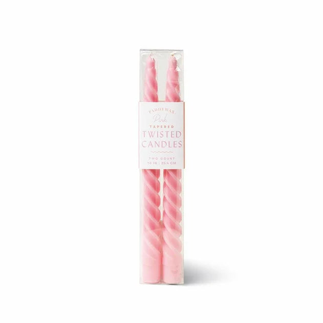 Designworks/Paddywax 2 Tapered Twisted Candles- Pink 10"Tall
