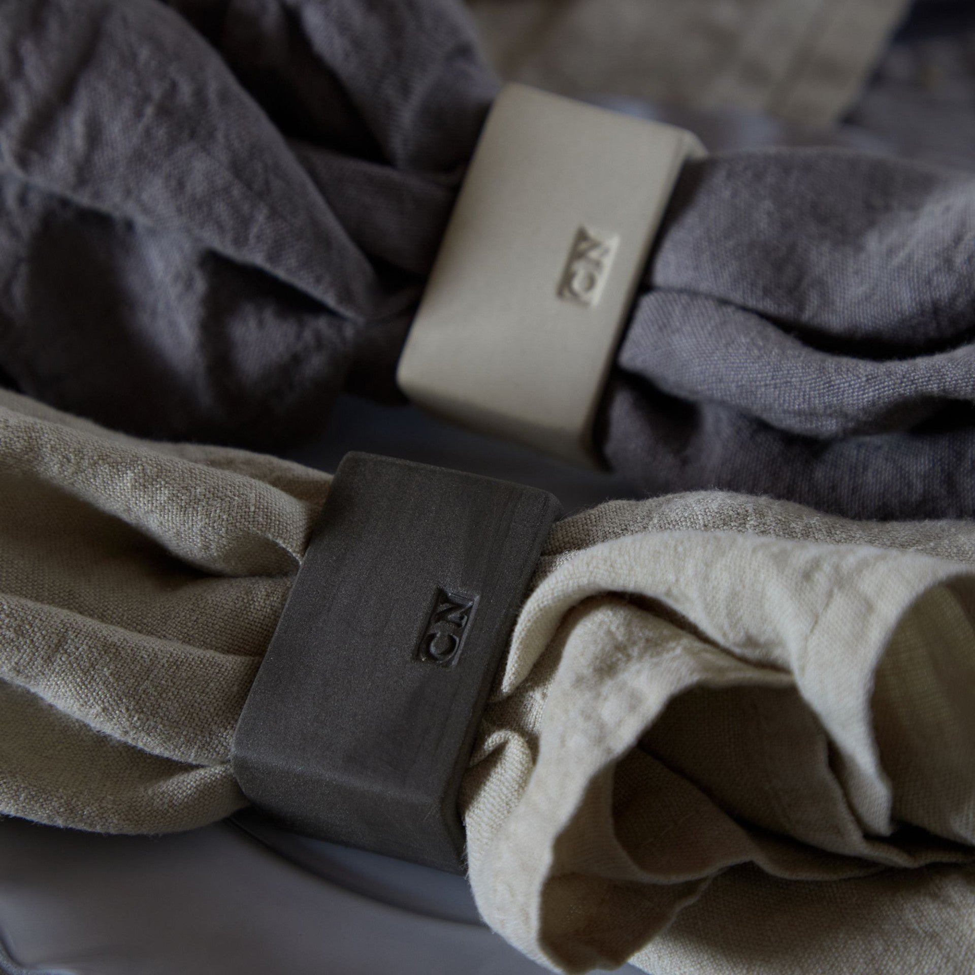 Ceramic Eco Napkin Rings Rectangular - Grey - Set of 4
