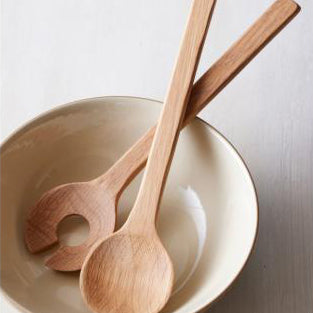 Bitz Salad Server Set Oak