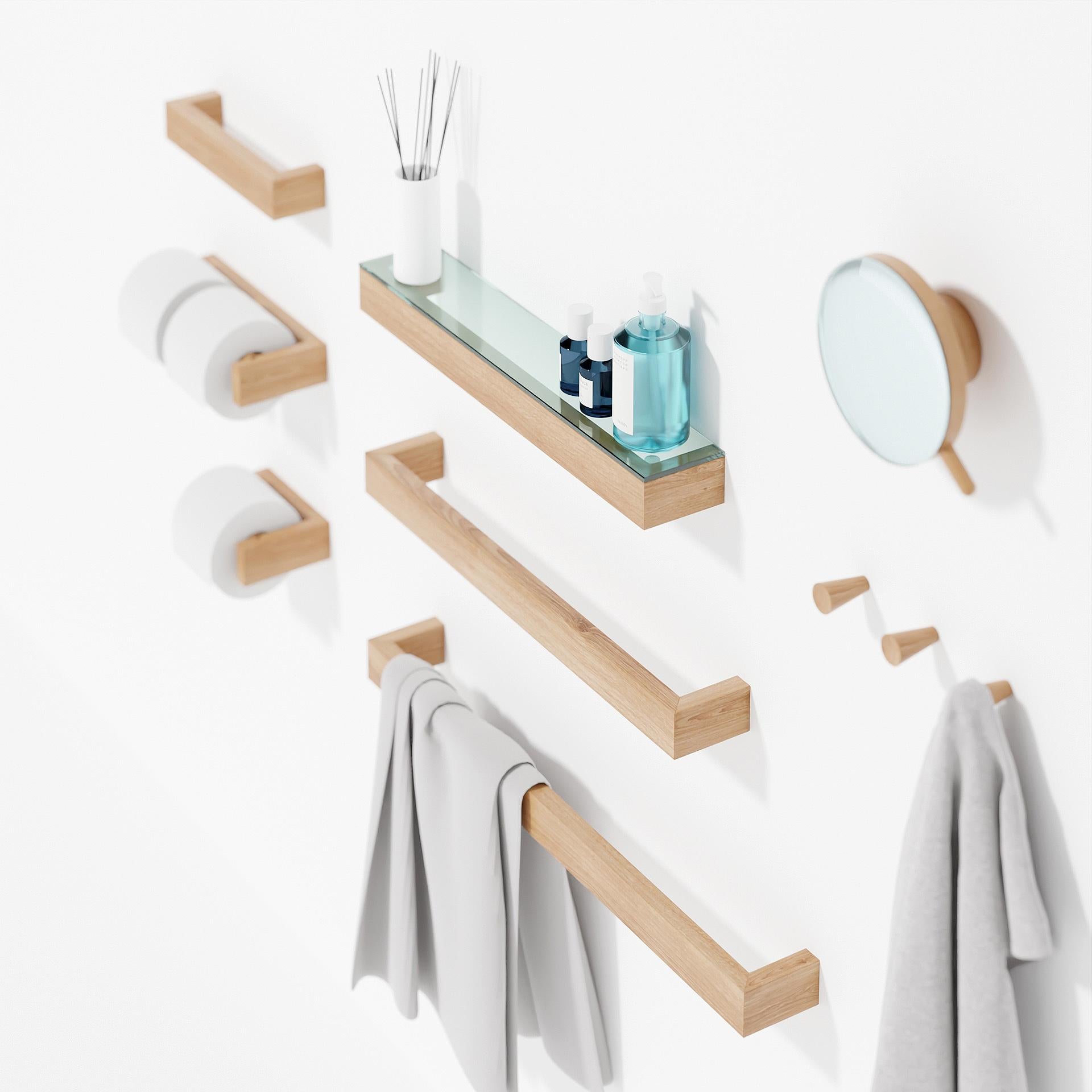 Wireworks Oak Slimline Single Towel Rail