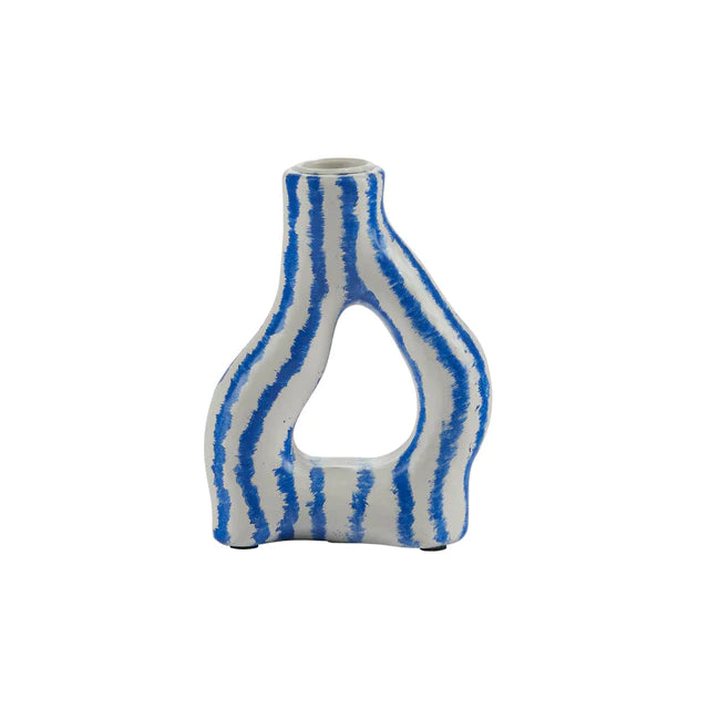 Bahne Candle Holder with Blue Stripes