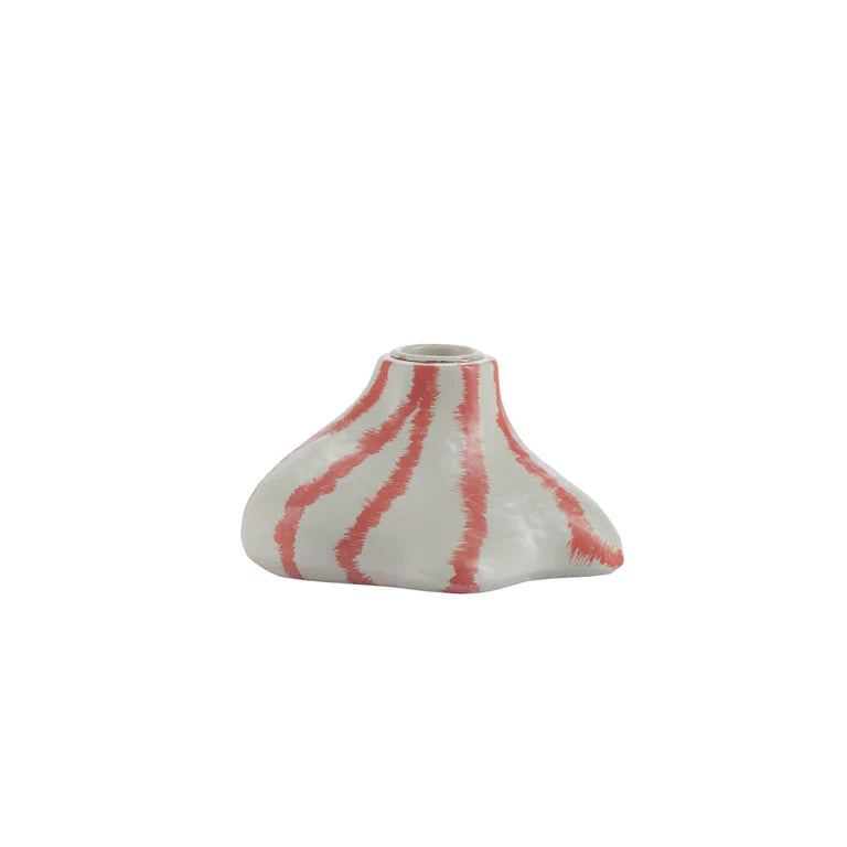 Bahne Striped Candlestick holder in White/Orange