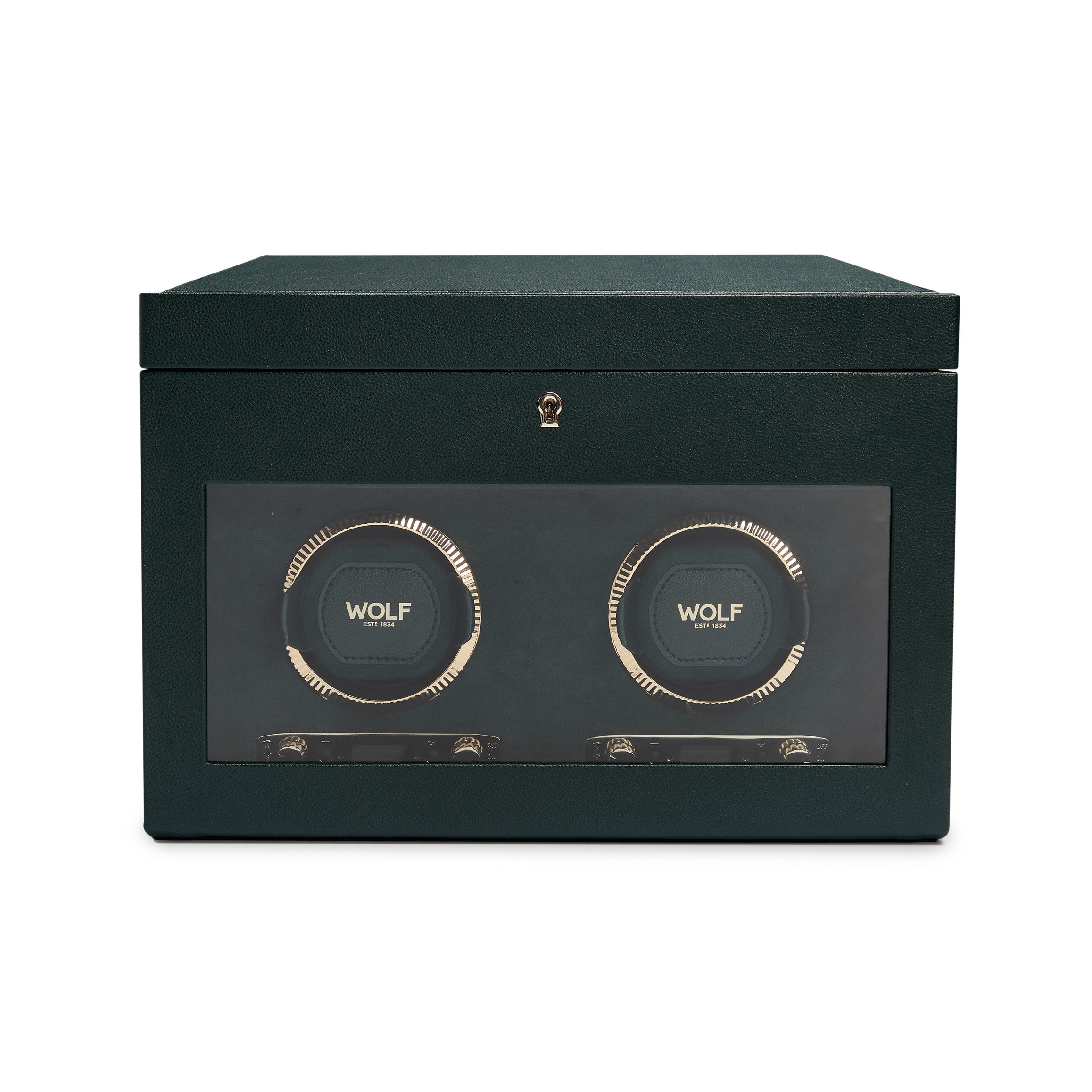 WOLF British Racing Double Watch Winder with Storage