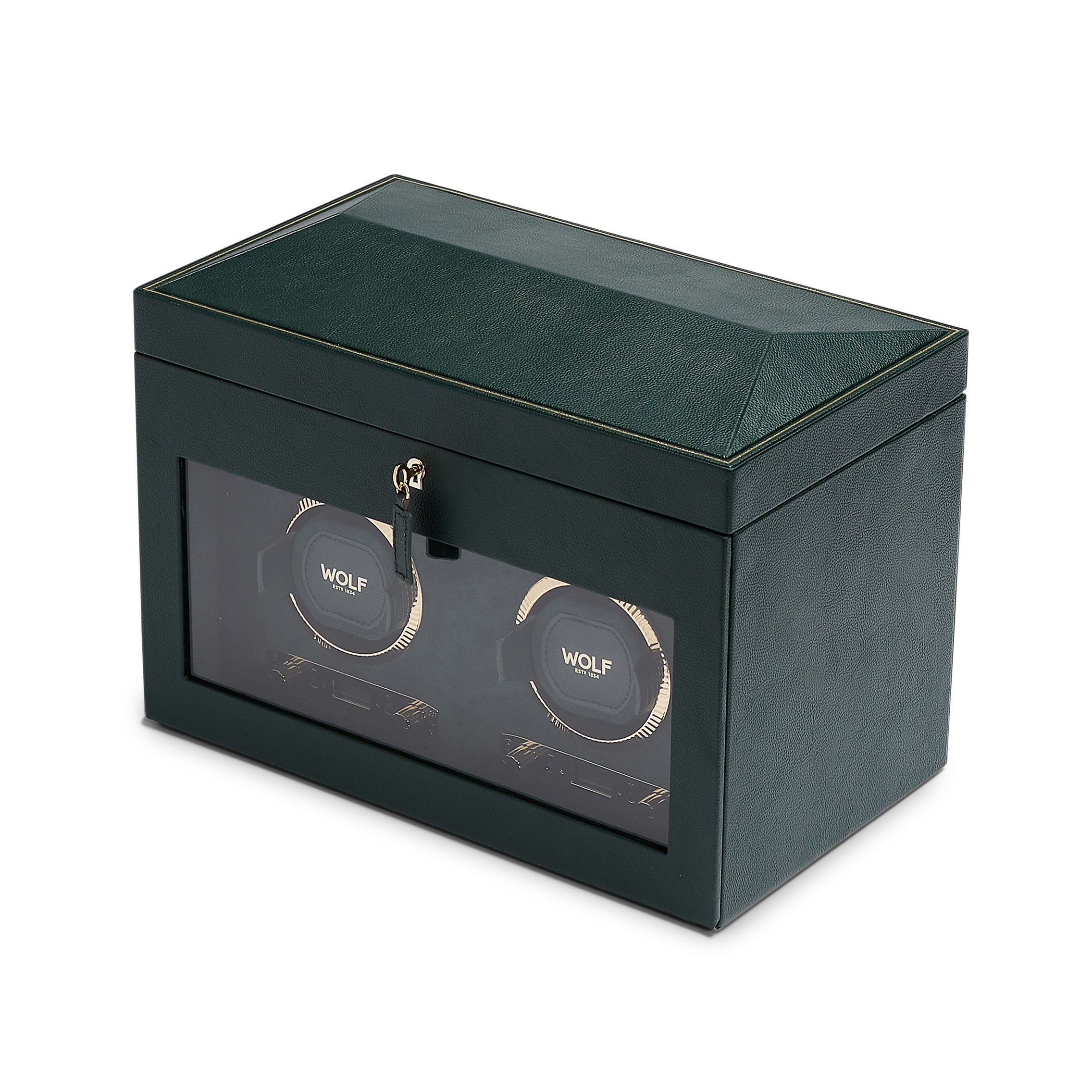 WOLF British Racing Double Watch Winder with Storage