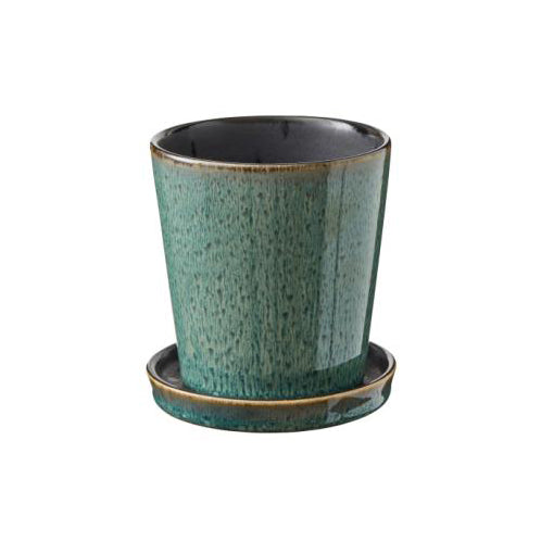 Bitz Planter with Saucer Green/Black