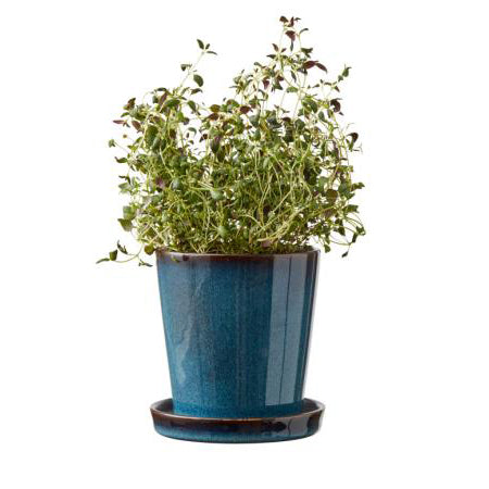 Bitz Planter with Saucer Dark Blue/Black