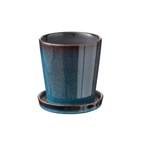 Bitz Planter with Saucer Dark Blue/Black