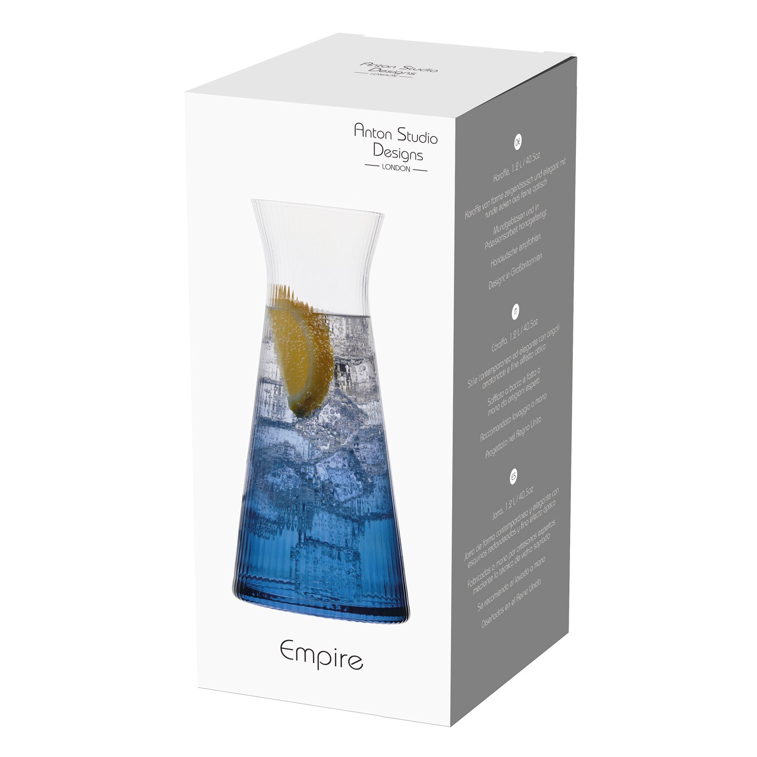 DRH Empire Blue Ribbed Glass Water Carafe