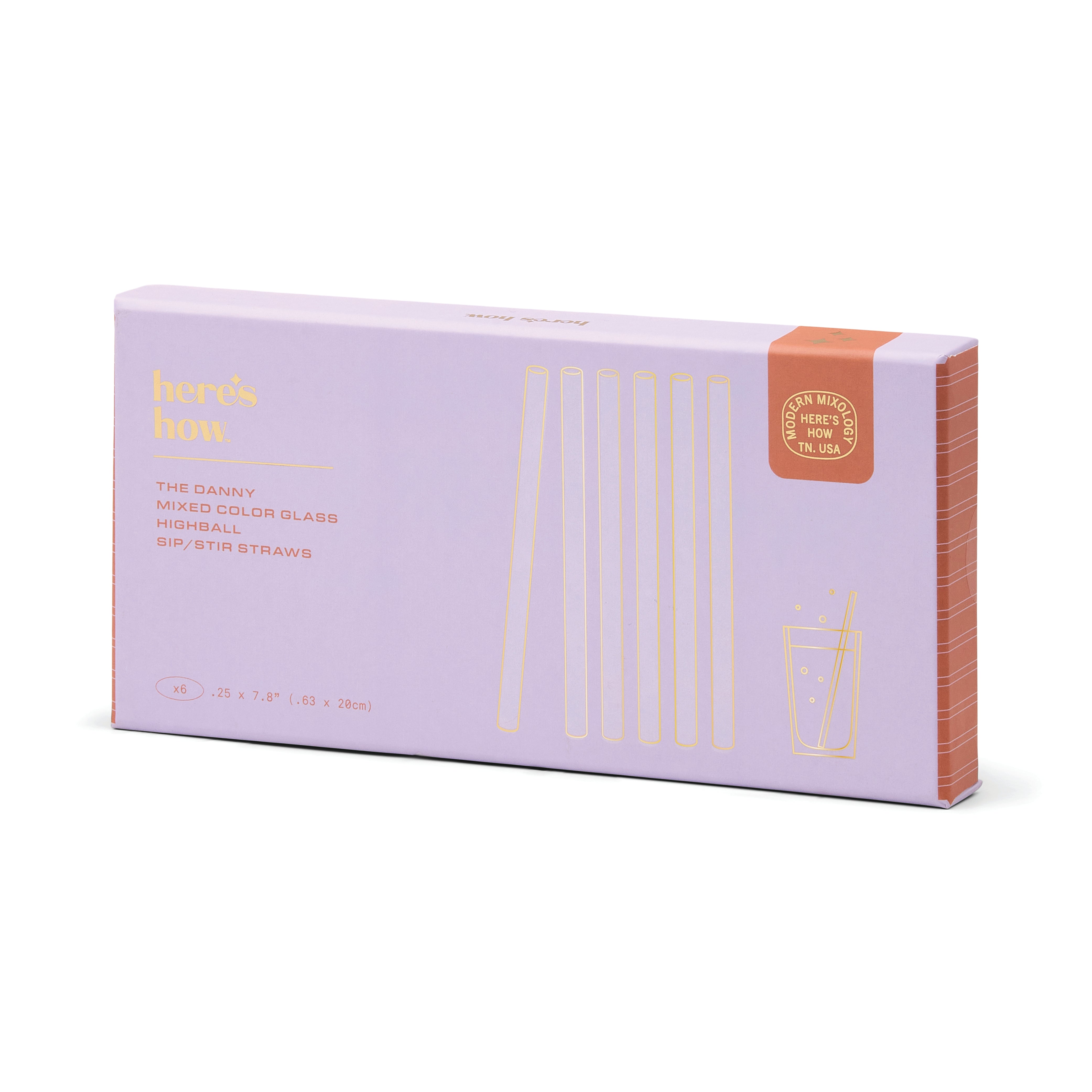 Purple box with gold text and a red label on a white background
