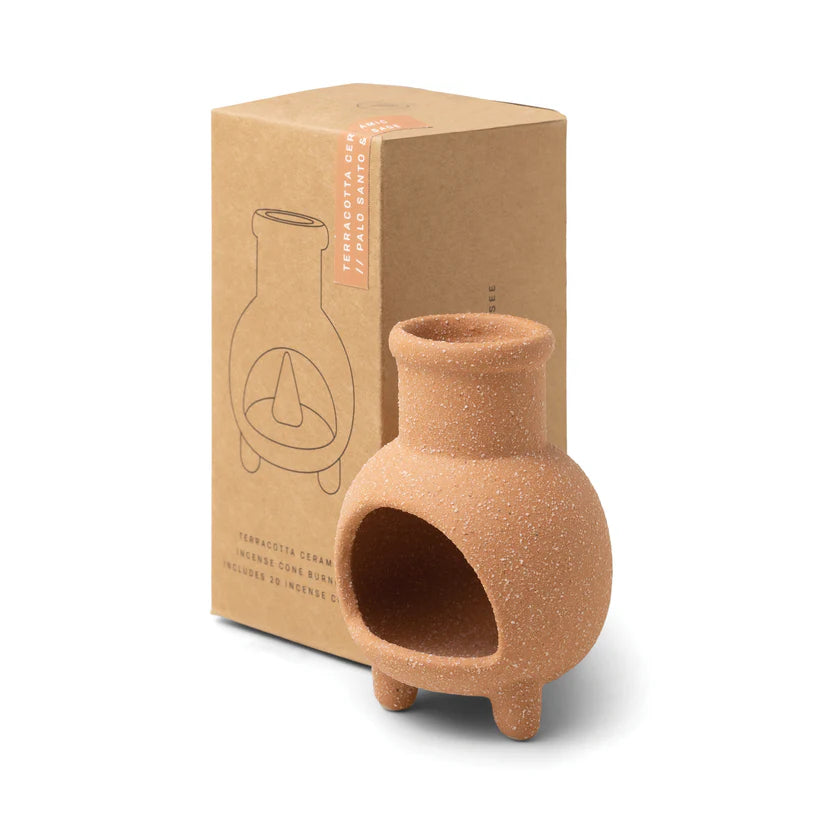 Designworks/Paddywax Chimenea Ceramic Incense Cone Holder-Palo Santo & Sage