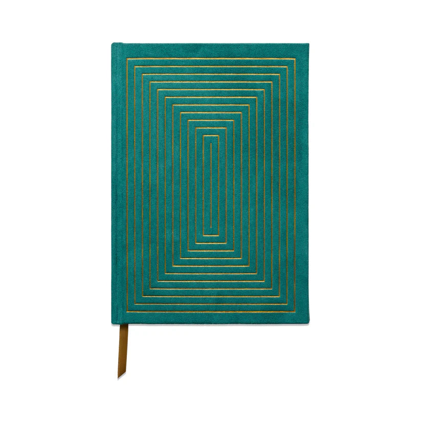 Designworks Hard Cover Sued Cloth Journal W/Pocket Linea Boxes Green