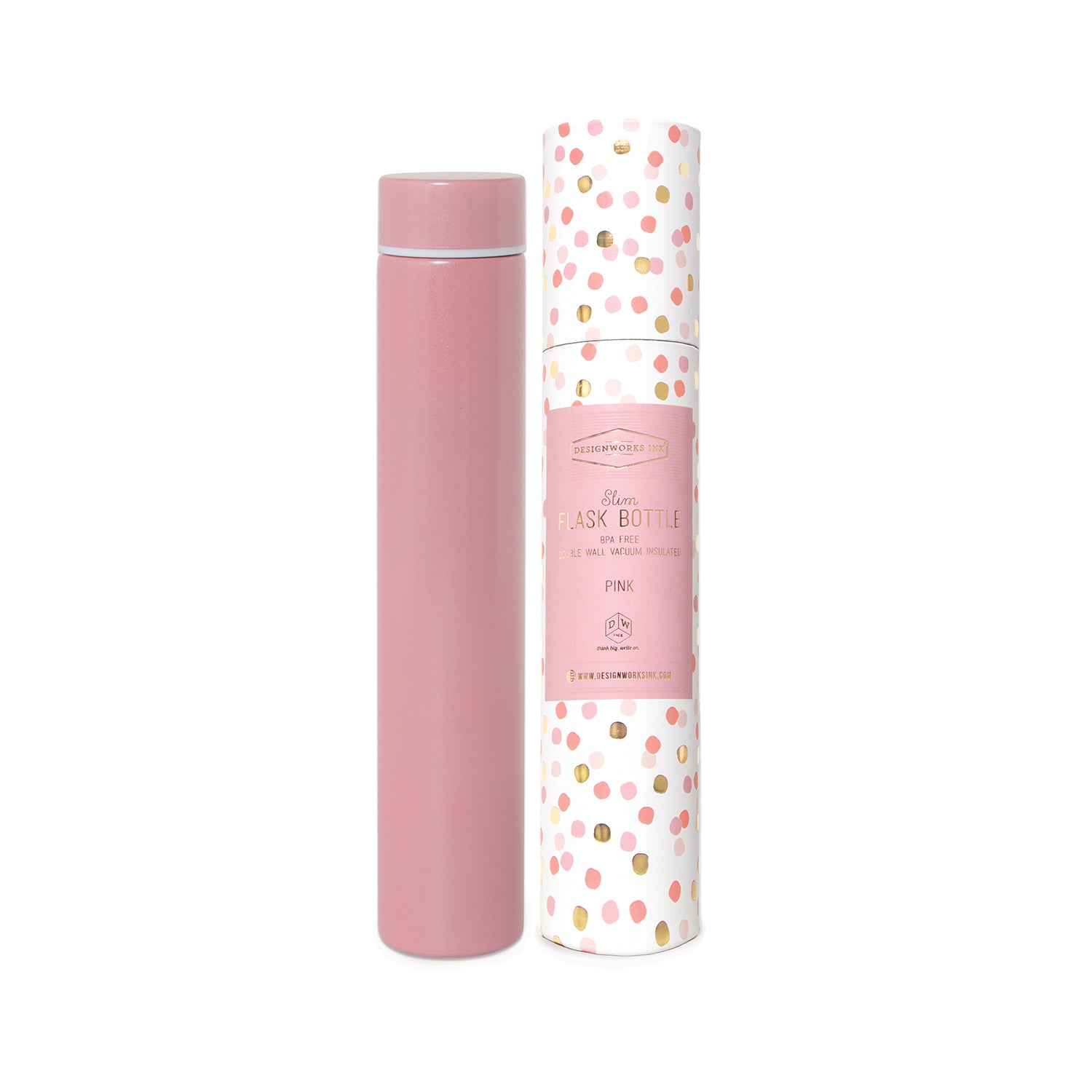 Designworks Slim Flask Bottle in Tube - Pink