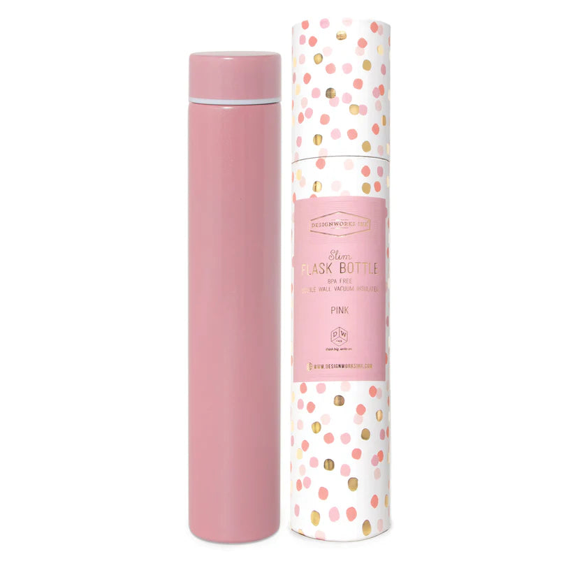 Designworks Slim Flask Bottle in Tube - Pink