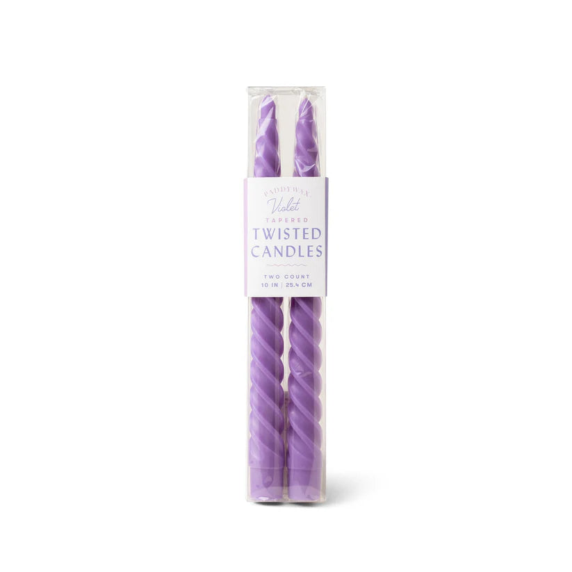 Designworks/Paddywax 2 Tapered Twisted Candles - Violet 10"Tall