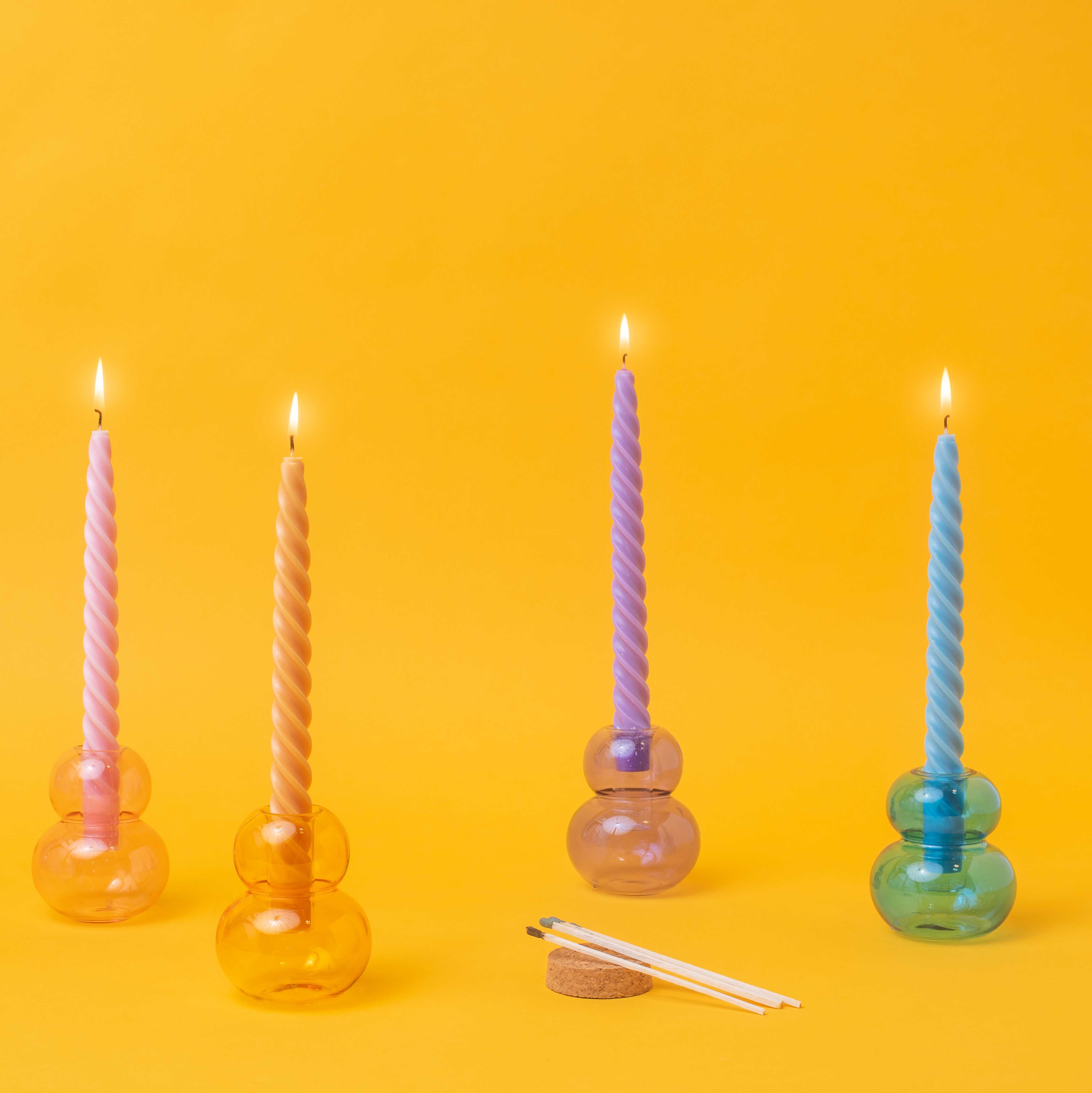 Designworks 2 Tapered Twisted Candles- Blue 10"Tall