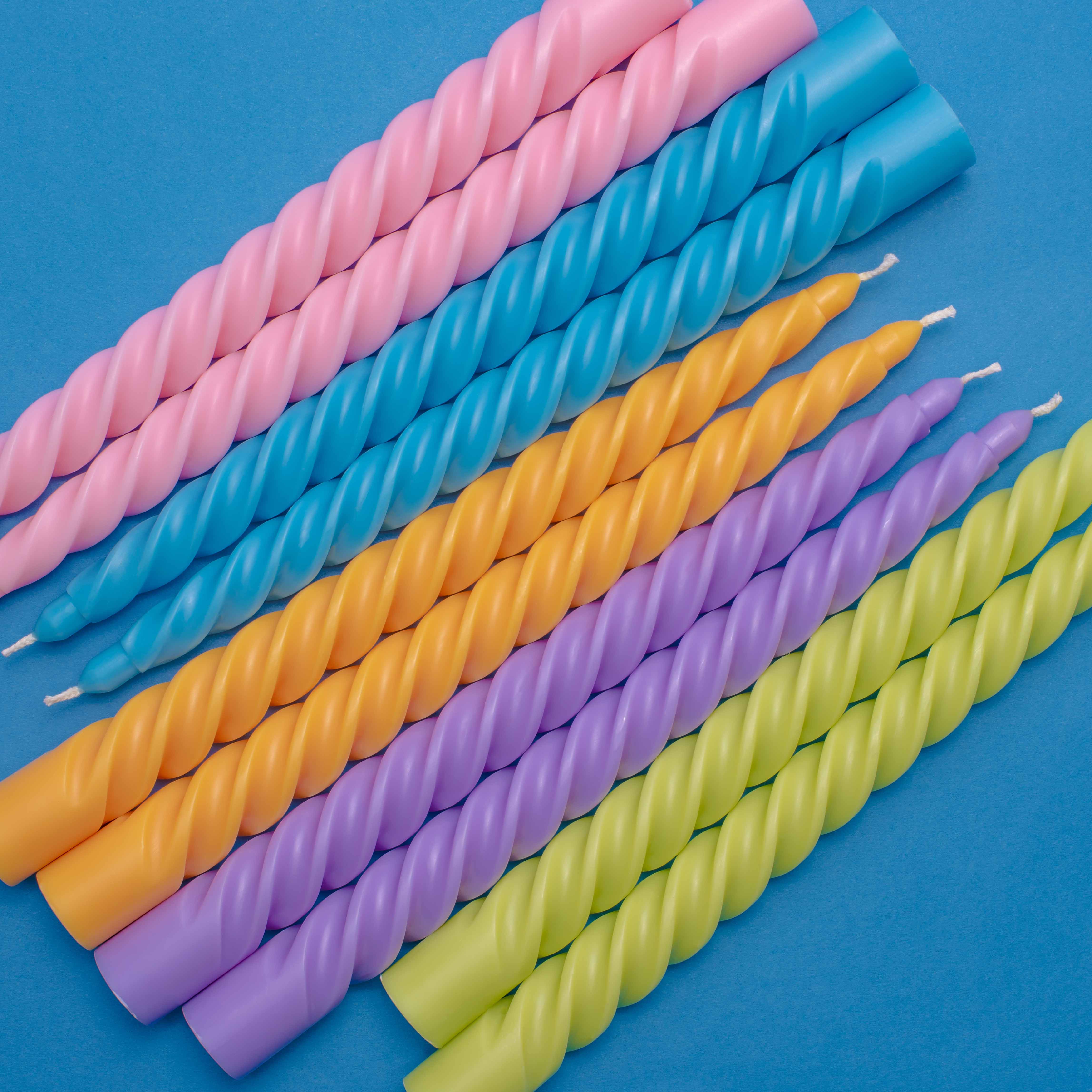 Designworks 2 Tapered Twisted Candles- Blue 10"Tall