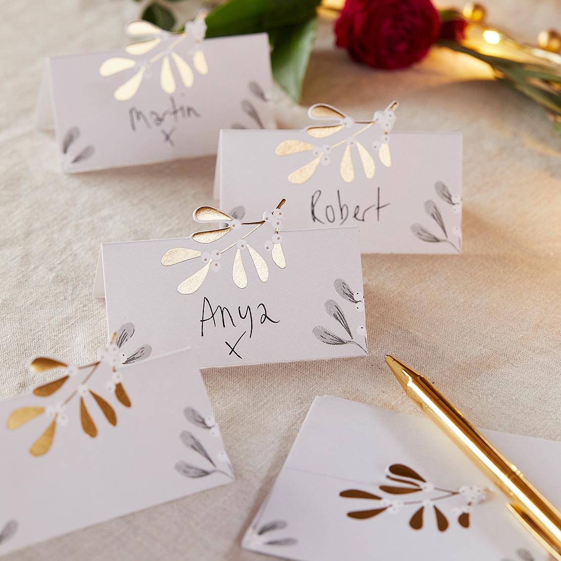 Botanical Mistletoe Place Cards