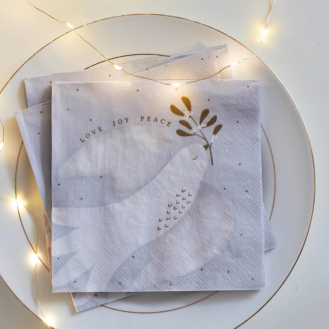 Mistletoe White Christmas Paper Napkins
