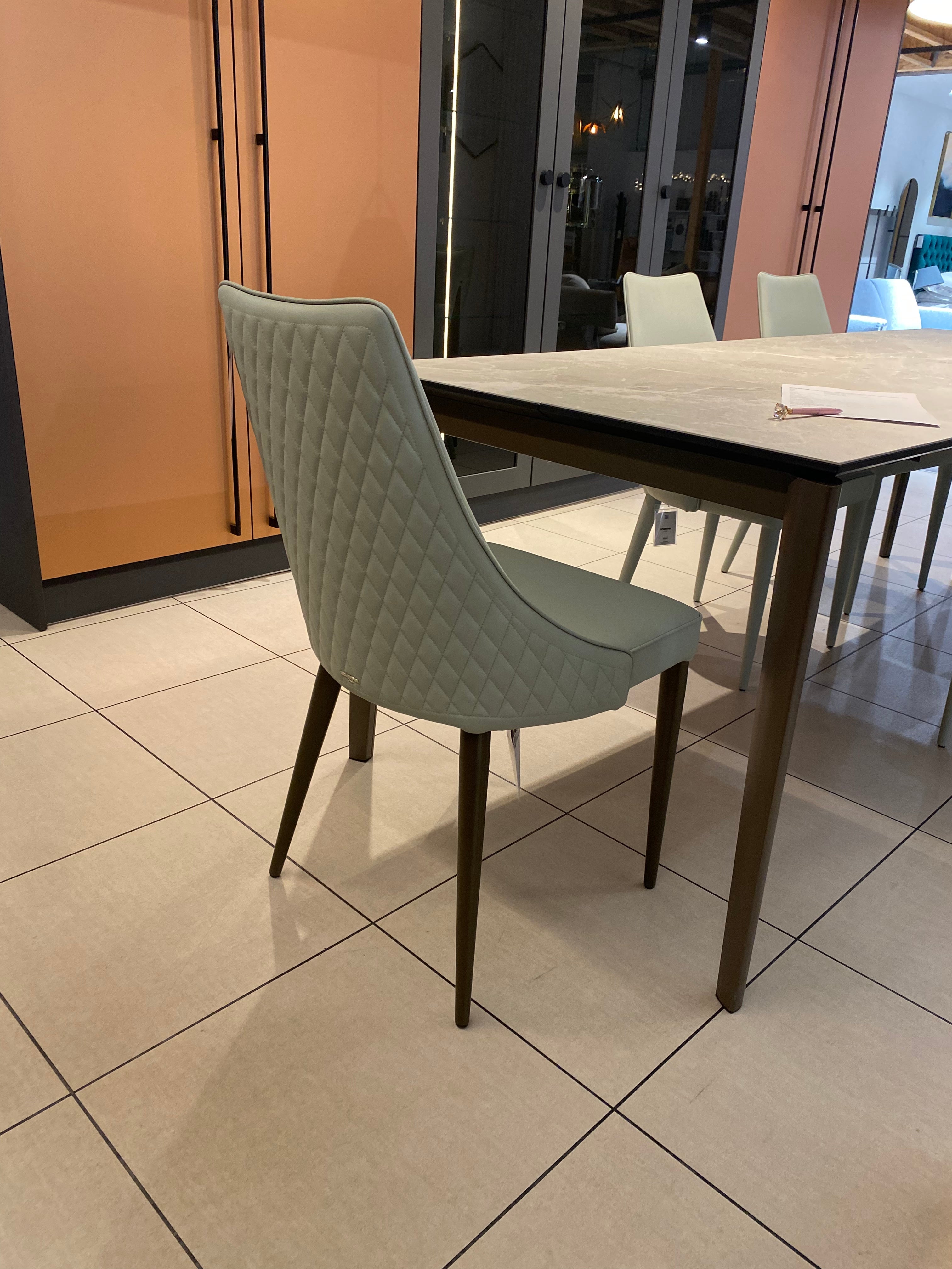 Ex Display Bontempi Clara Light Green Quilted Chair Set of 2