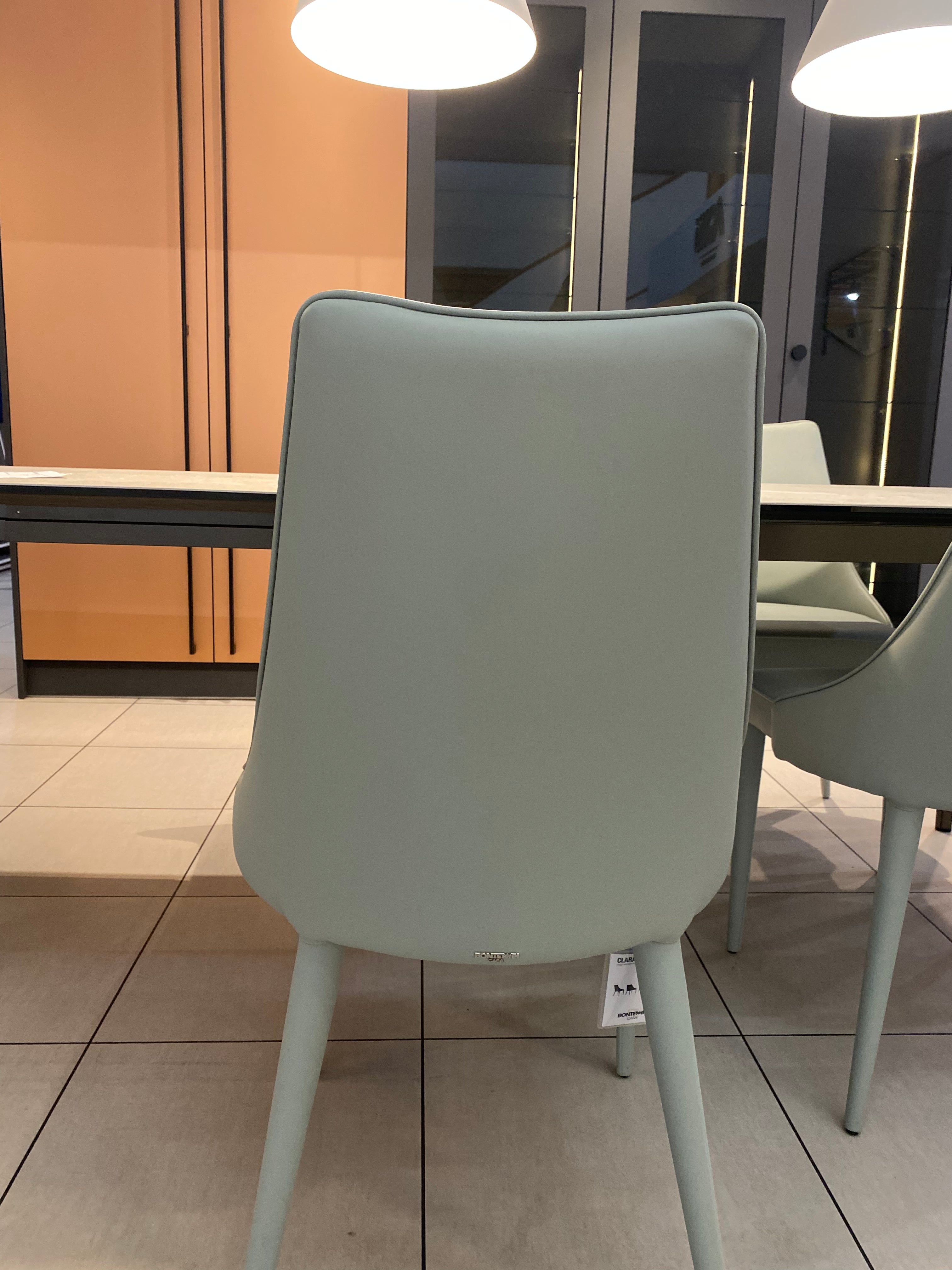 Ex Display Bontempi Clara Light Green Upholstered Chair Set of 4