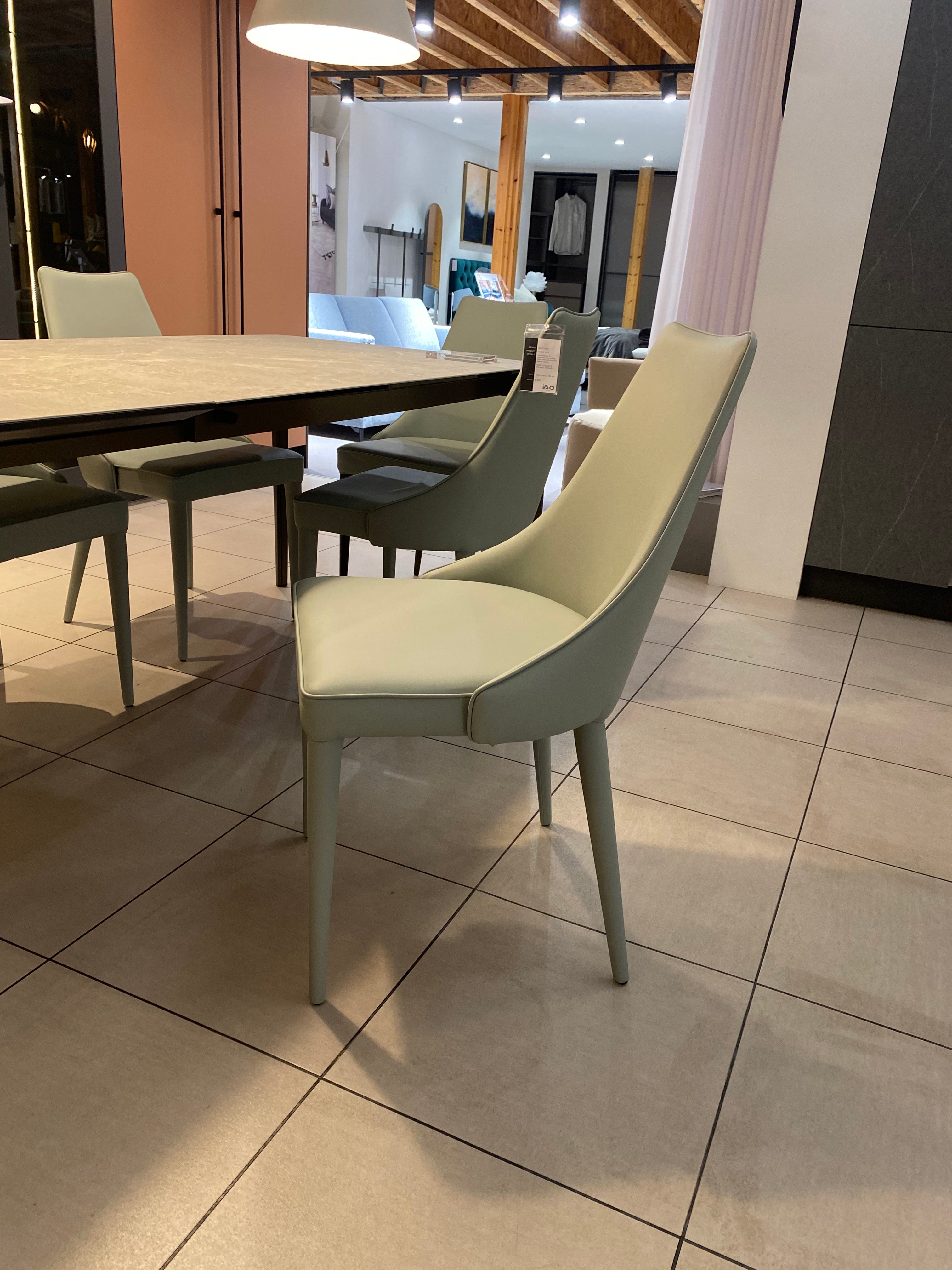 Ex Display Bontempi Clara Light Green Upholstered Chair Set of 4