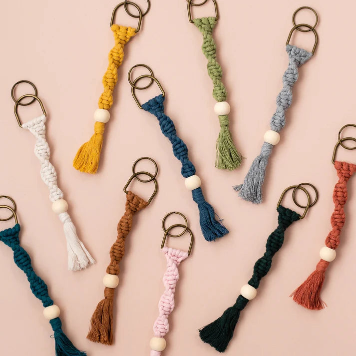 Stitch Happy Spiral Keyring Macrame Kit - Mustard