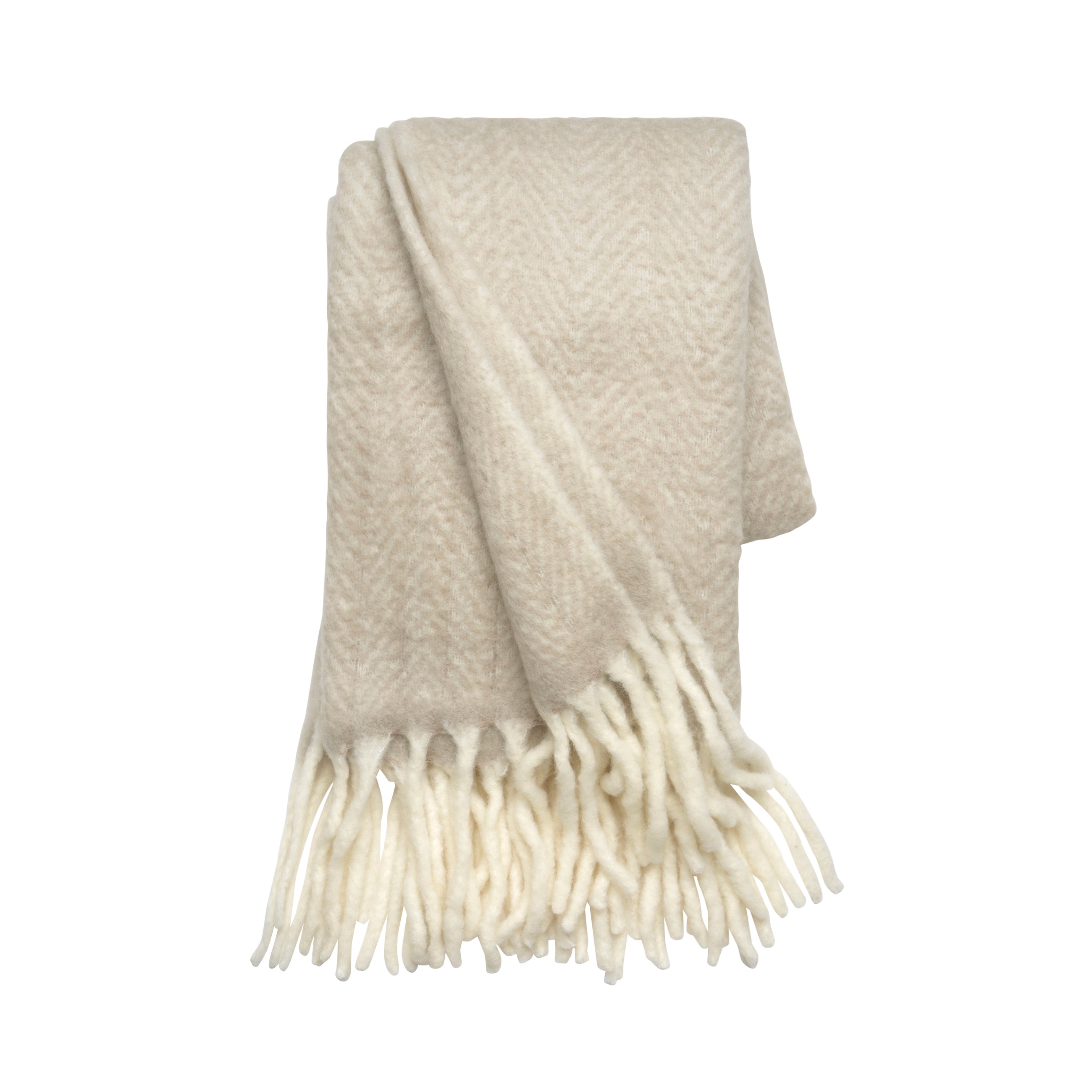 Cozy Living Mathea Herringbone Alpaca Beige Throw