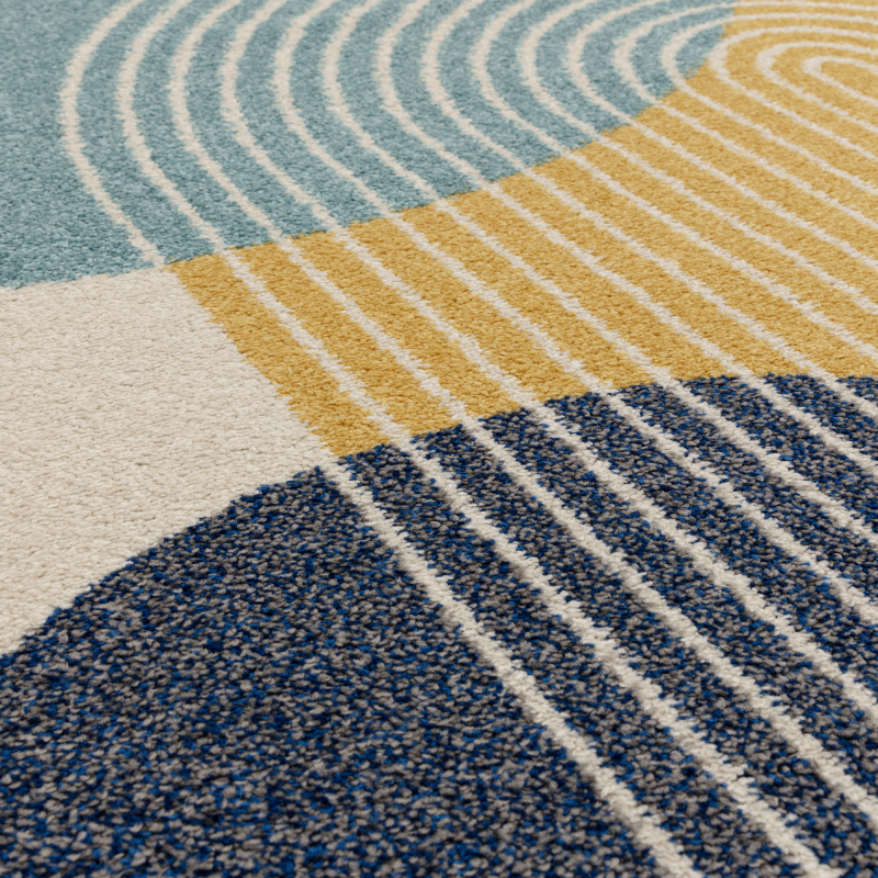 Asiatic Muse Yellow and Blue Retro Rug