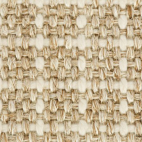 Sisool Plaid Natural Calico carpet swatch featuring a checkered weave of wool and sisal in warm neutral tones – a natural flooring option with rustic charm and texture.