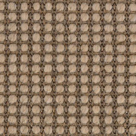 Sisool Tric Caramel carpet swatch featuring a grid weave of caramel-toned wool and sisal loops – combining natural texture with warm, earthy tones for sustainable interiors.