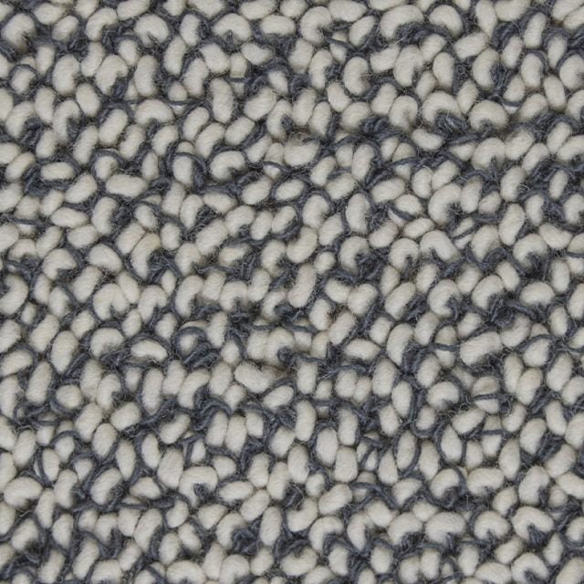 Wool Rococo Candelabra carpet swatch featuring a high-loop textured weave in a mix of ivory and charcoal grey yarns – ideal for adding statement texture to modern interiors.
