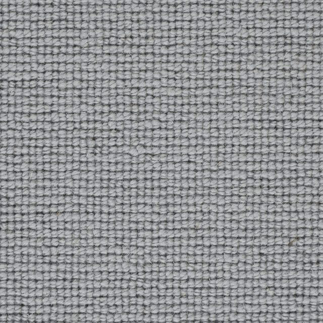 Mid-grey wool carpet swatch with tight loop weave, from the Weather Watching Soft Rain collection – ideal for modern, high-traffic interiors.
