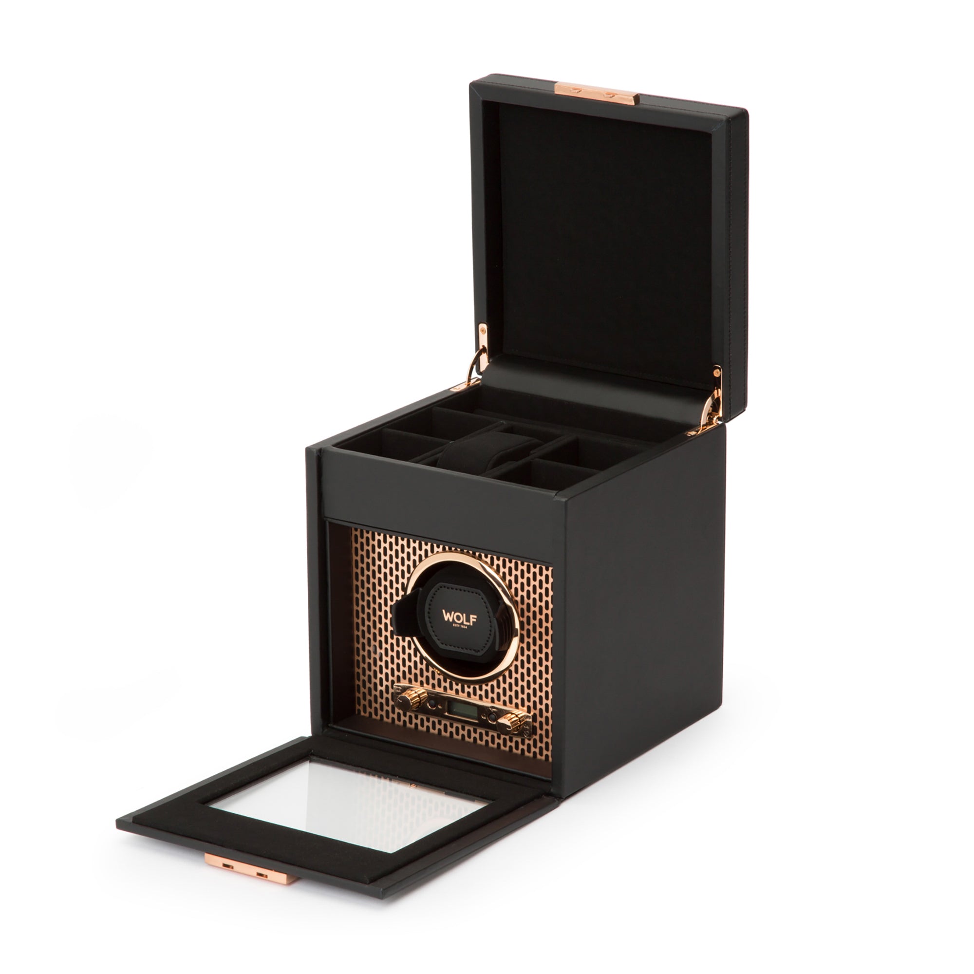 WOLF Axis Single Watch Winder with Storage
