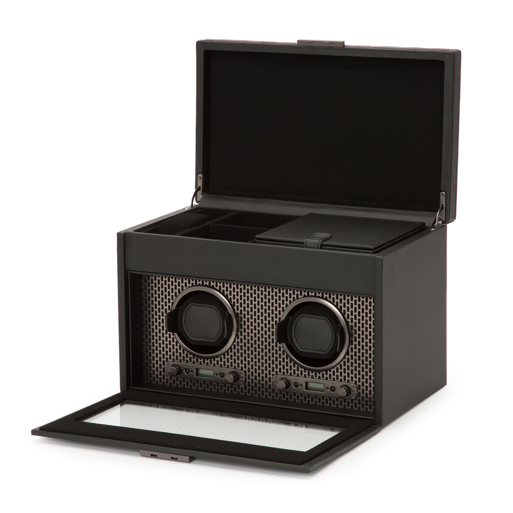 WOLF Axis Double Watch Winder with Storage