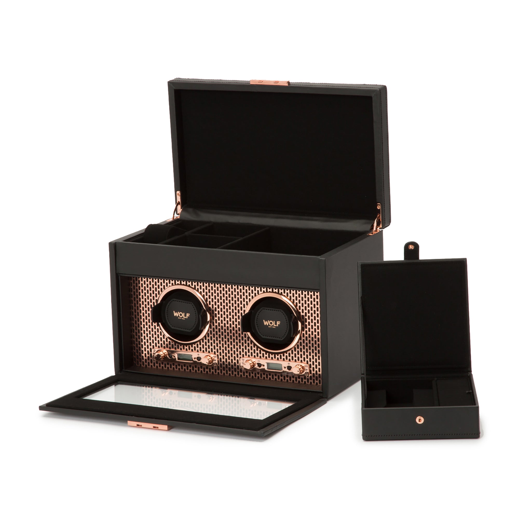 WOLF Axis Double Watch Winder with Storage