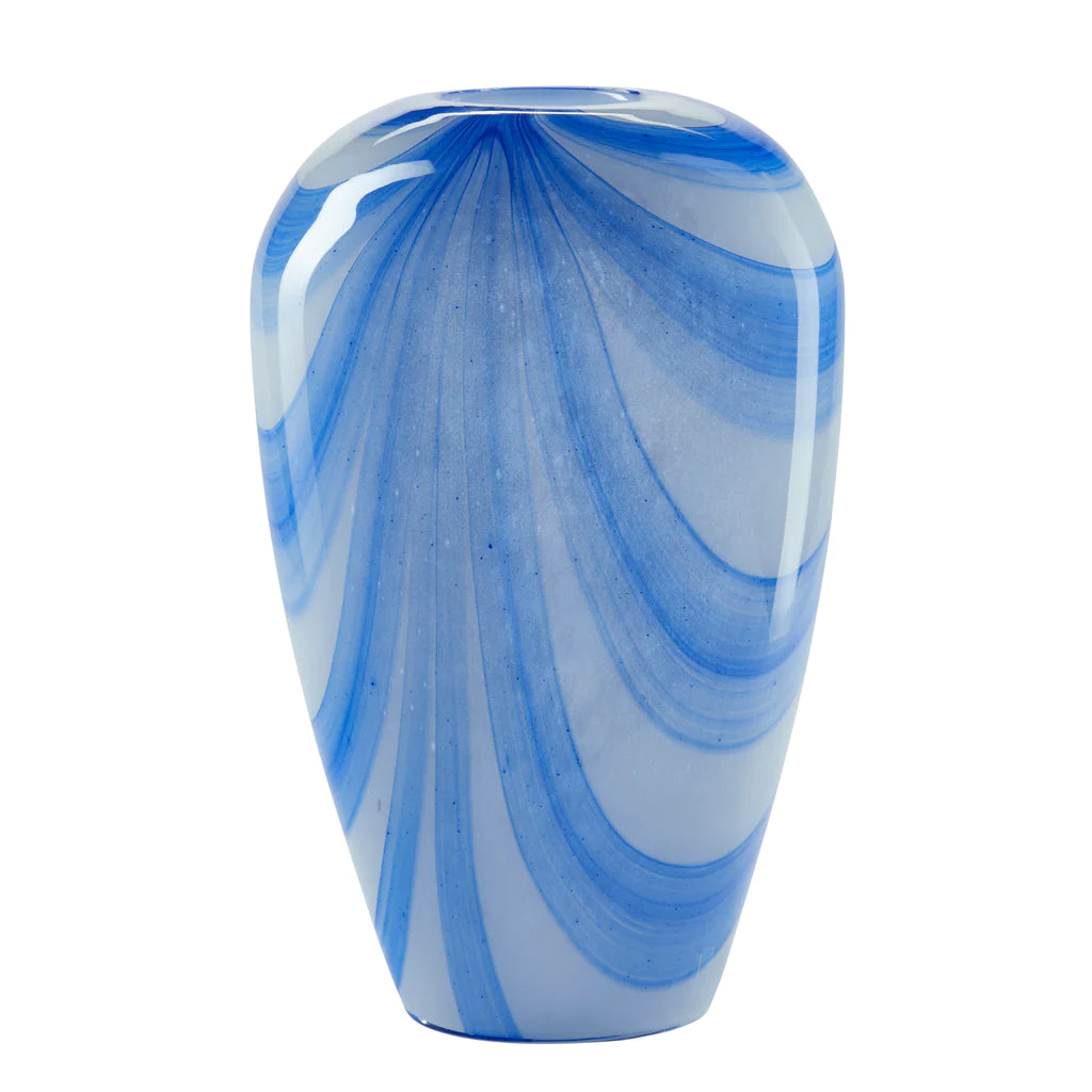 Bahne Tall Vase with Wide Blue/White Stripes