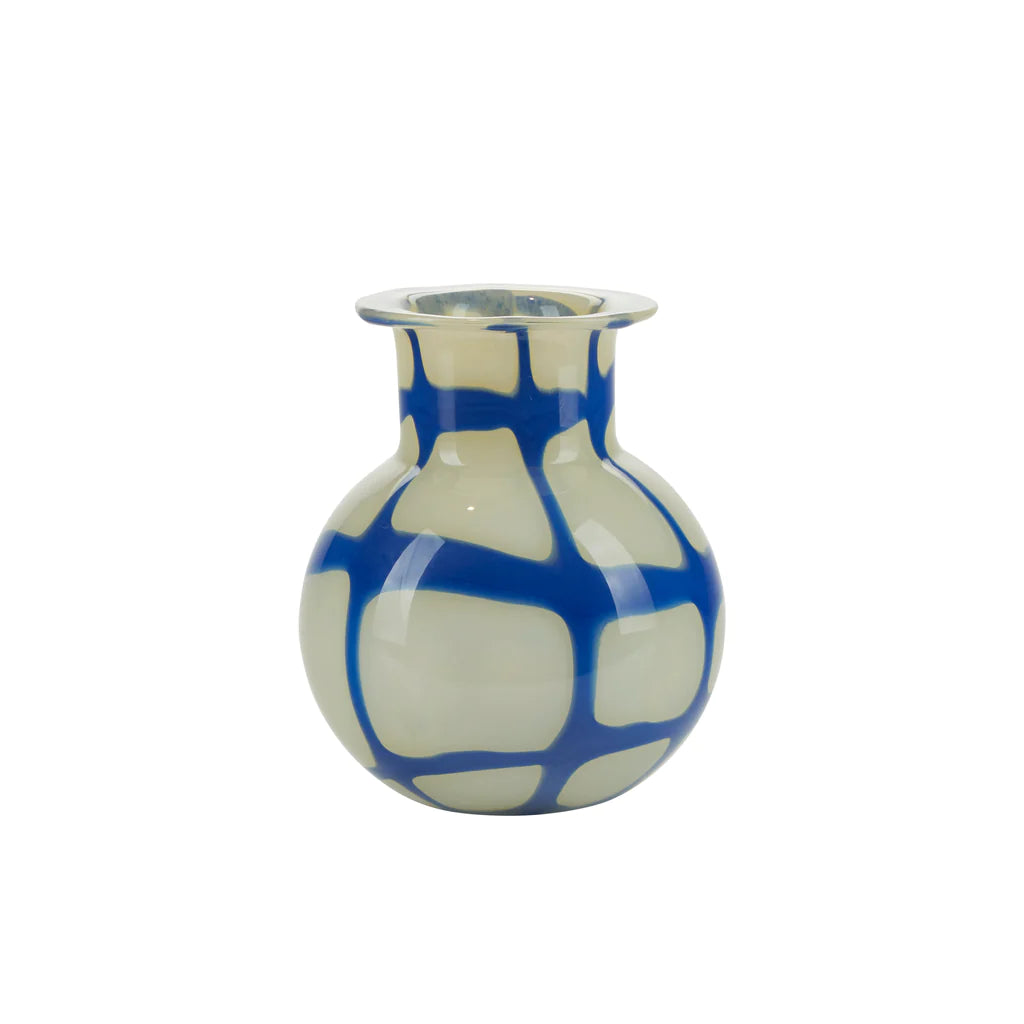 Bahne Check Vase in Blue and Yellow