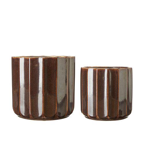 Wikholm Lou Pot Set of 2 Melange Brown