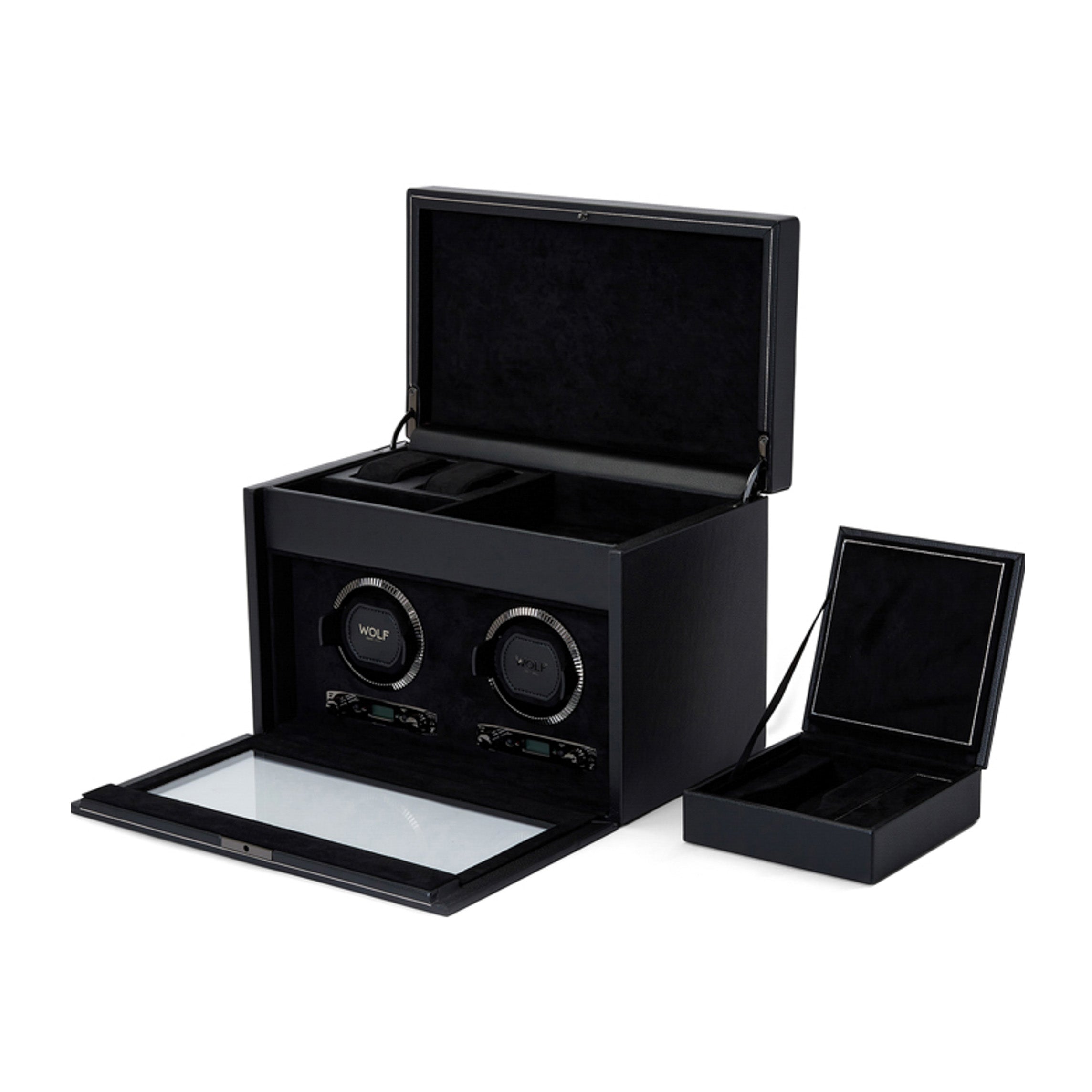 WOLF British Racing Double Watch Winder with Storage