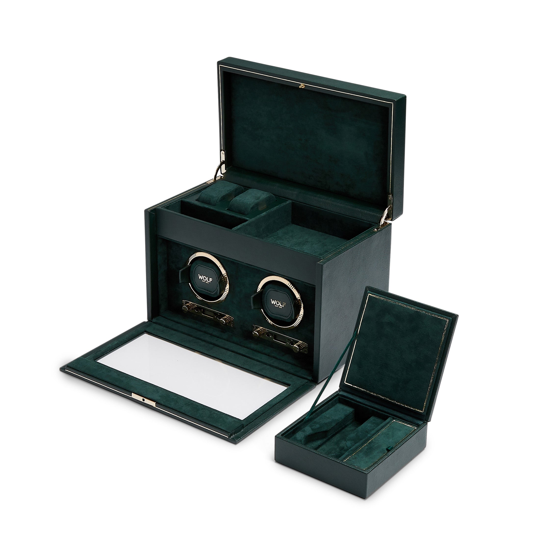 WOLF British Racing Double Watch Winder with Storage