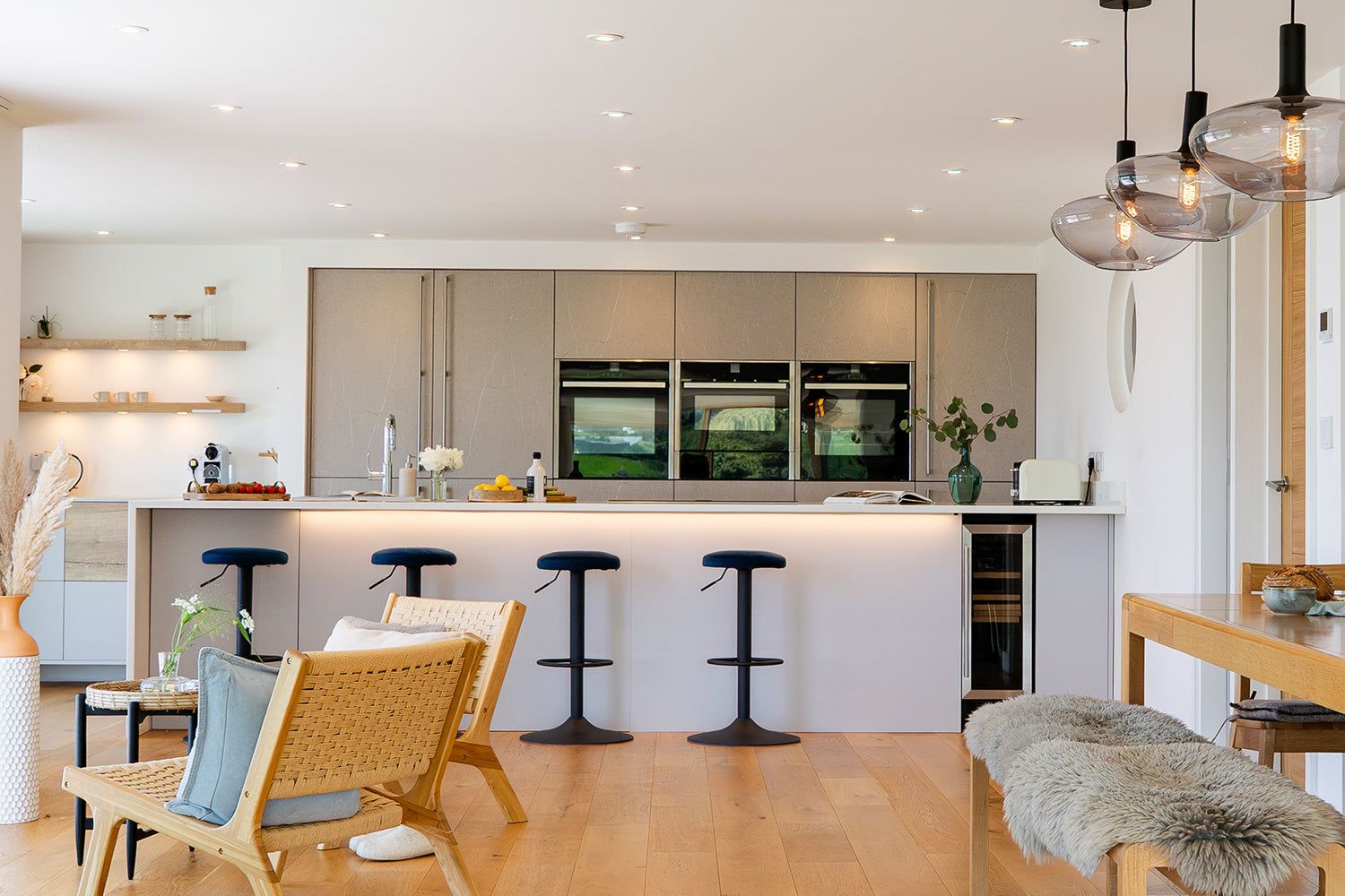 Modern and contemporary Kitchen interior designed by Iroka Interiors in Cornwall.