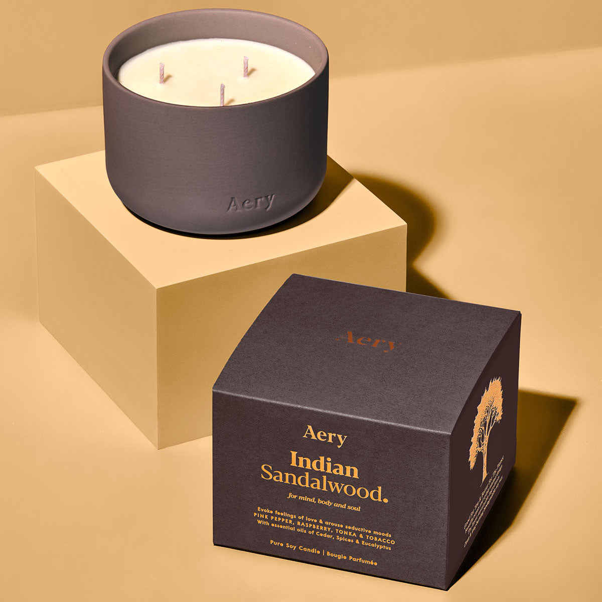 Aery Living Indian Sandalwood Triple Wick Candle