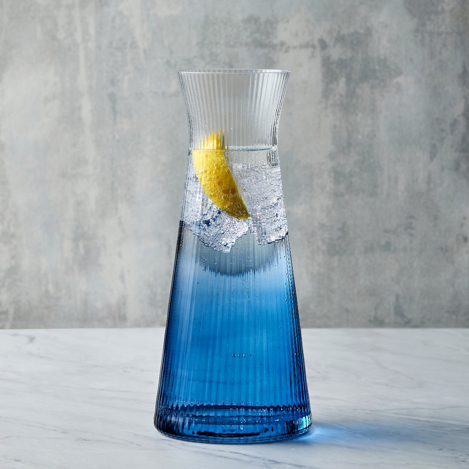 DRH Empire Blue Ribbed Glass Water Carafe