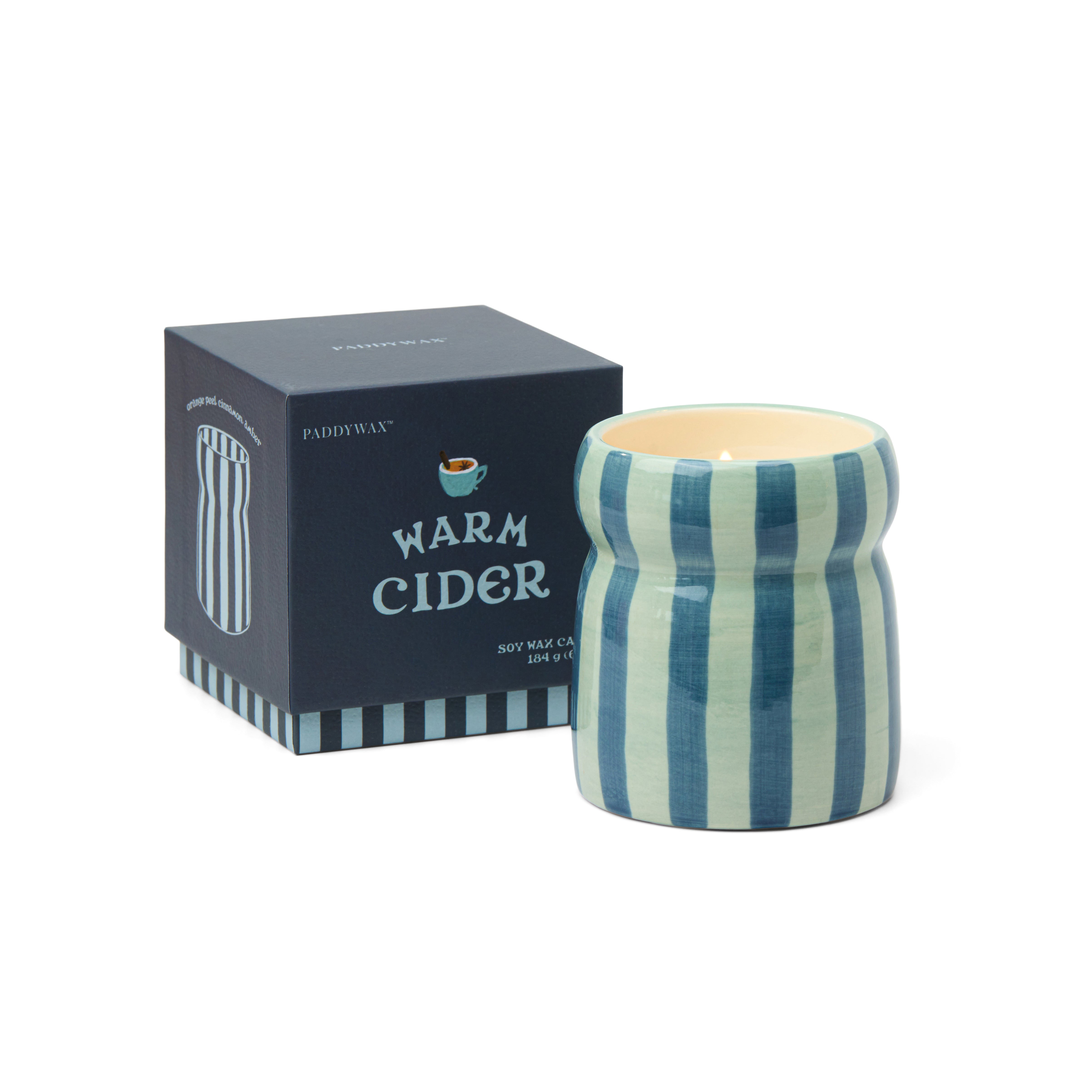 Cabana Striped Ceramic Candle