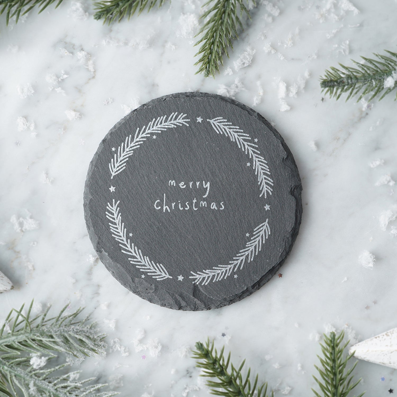 CGB Giftware Merry Christmas Round Slate Coaster