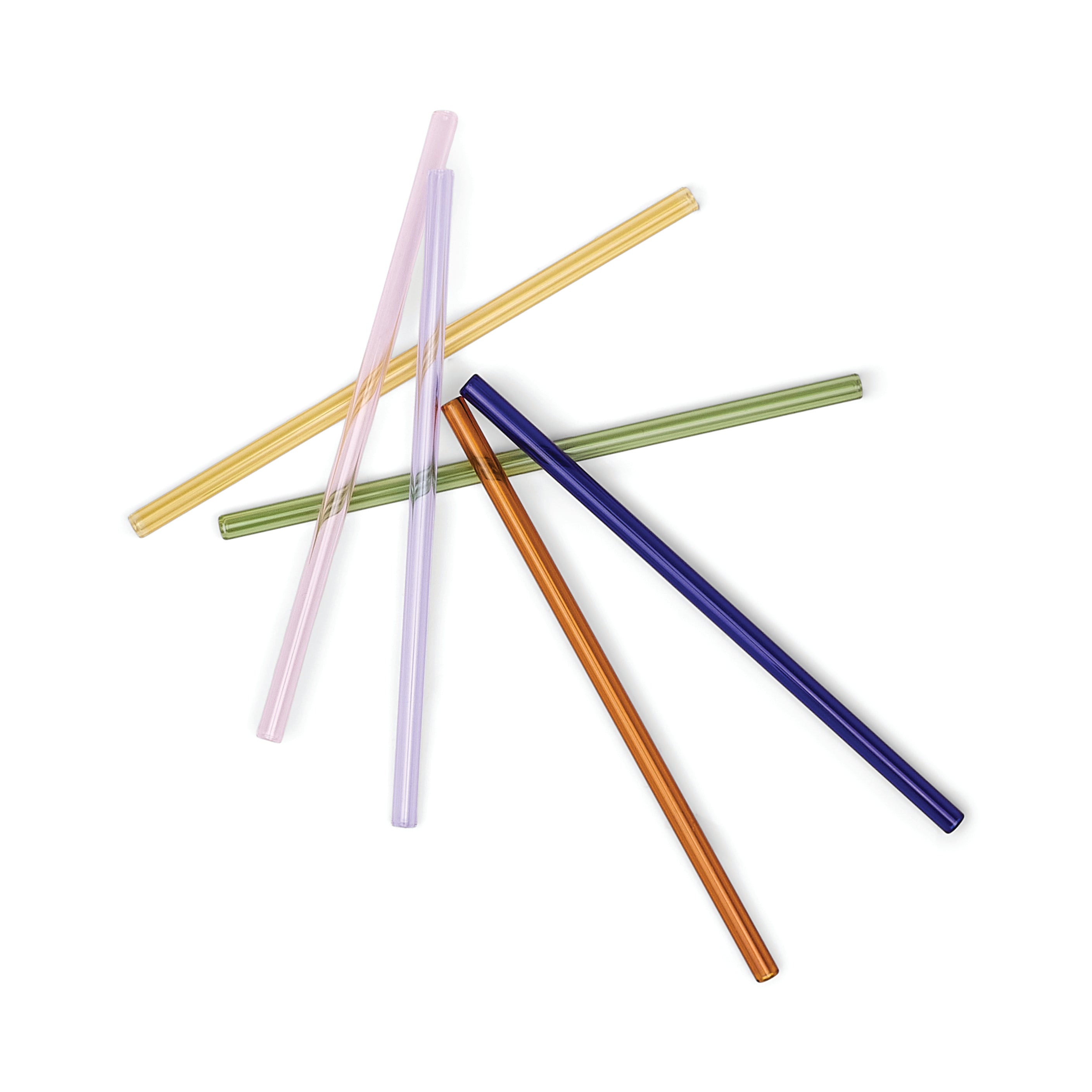 Set of colorful straws on a white background