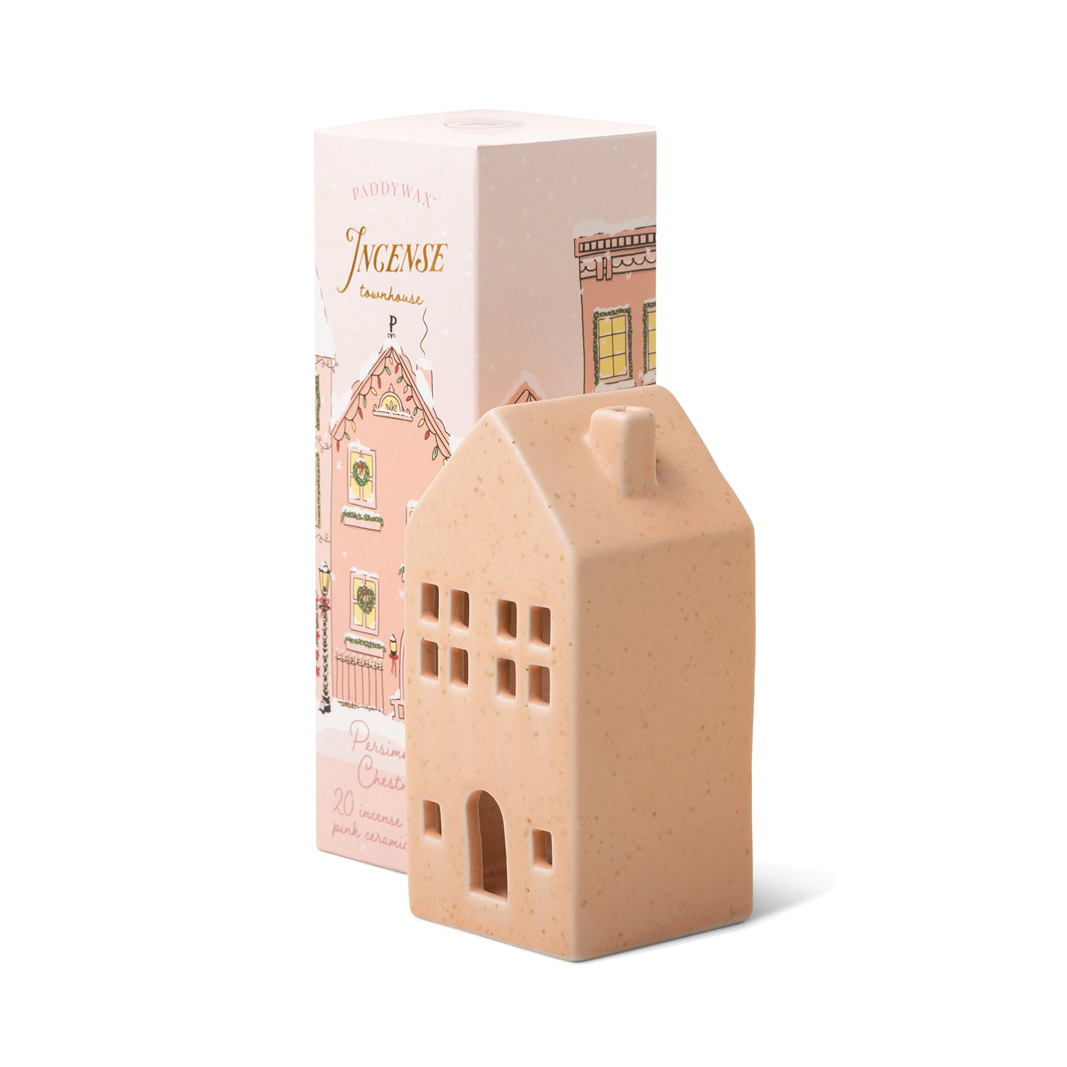 Ceramic Village Pink Townhouse Incense Holder