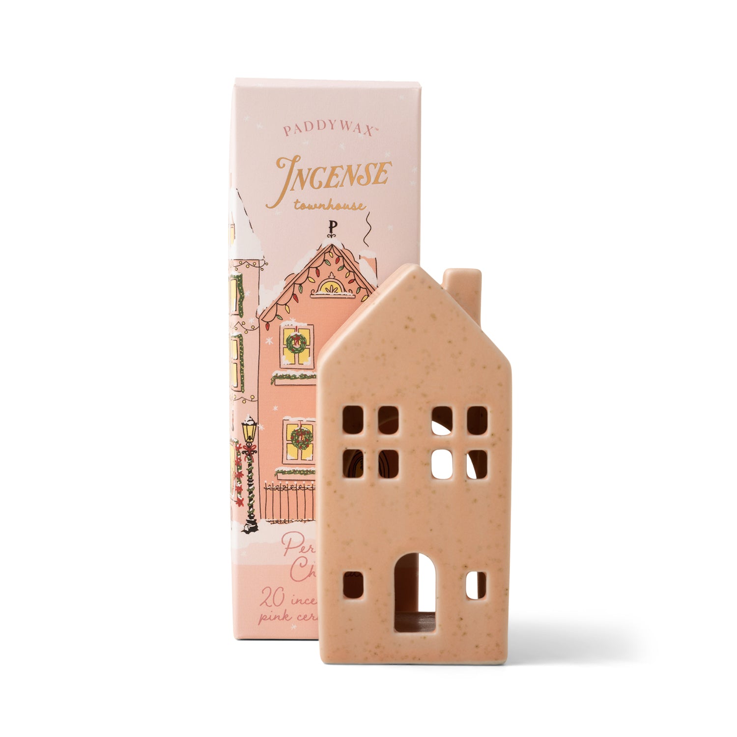 Ceramic Village Pink Townhouse Incense Holder