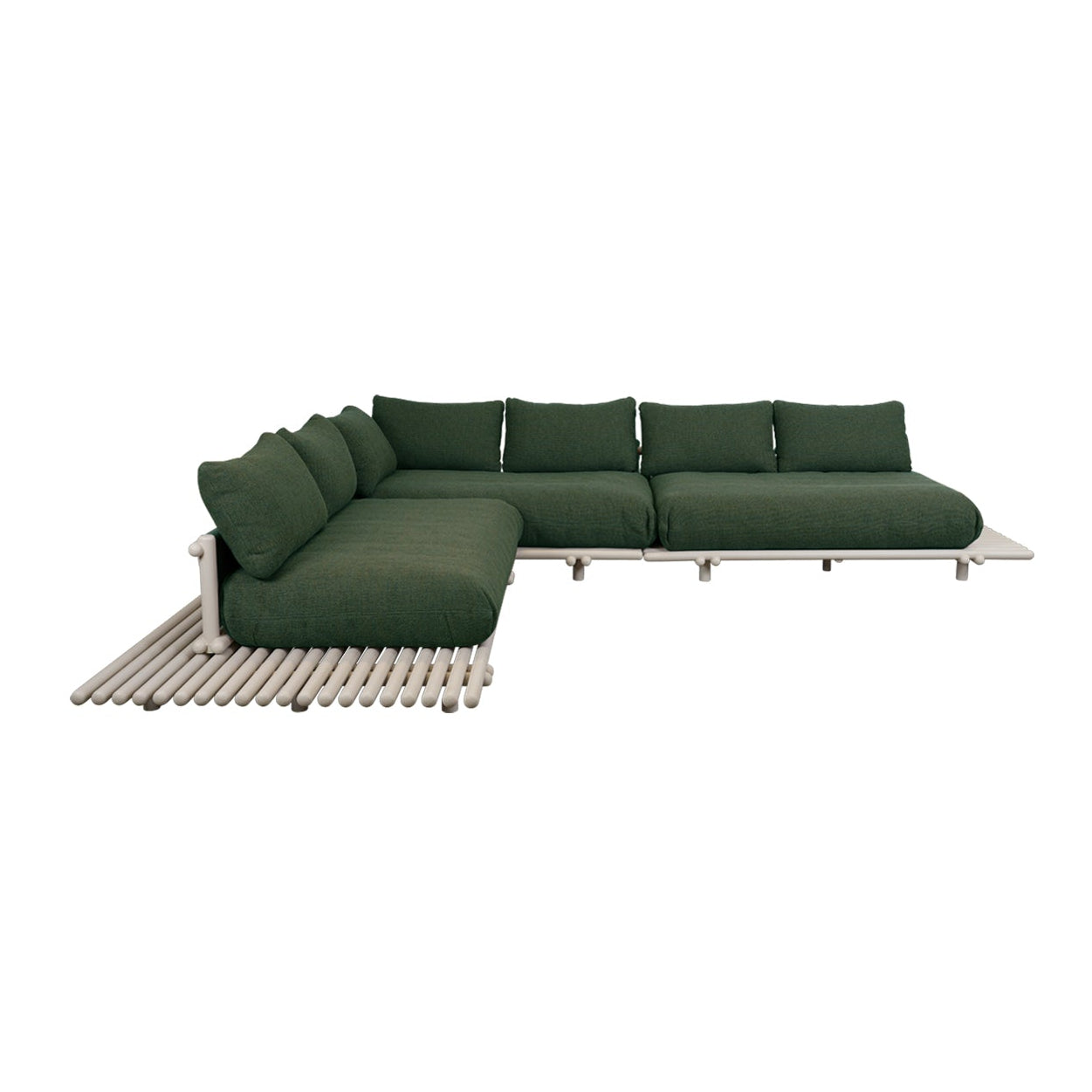 Green sectional sofa on a white background