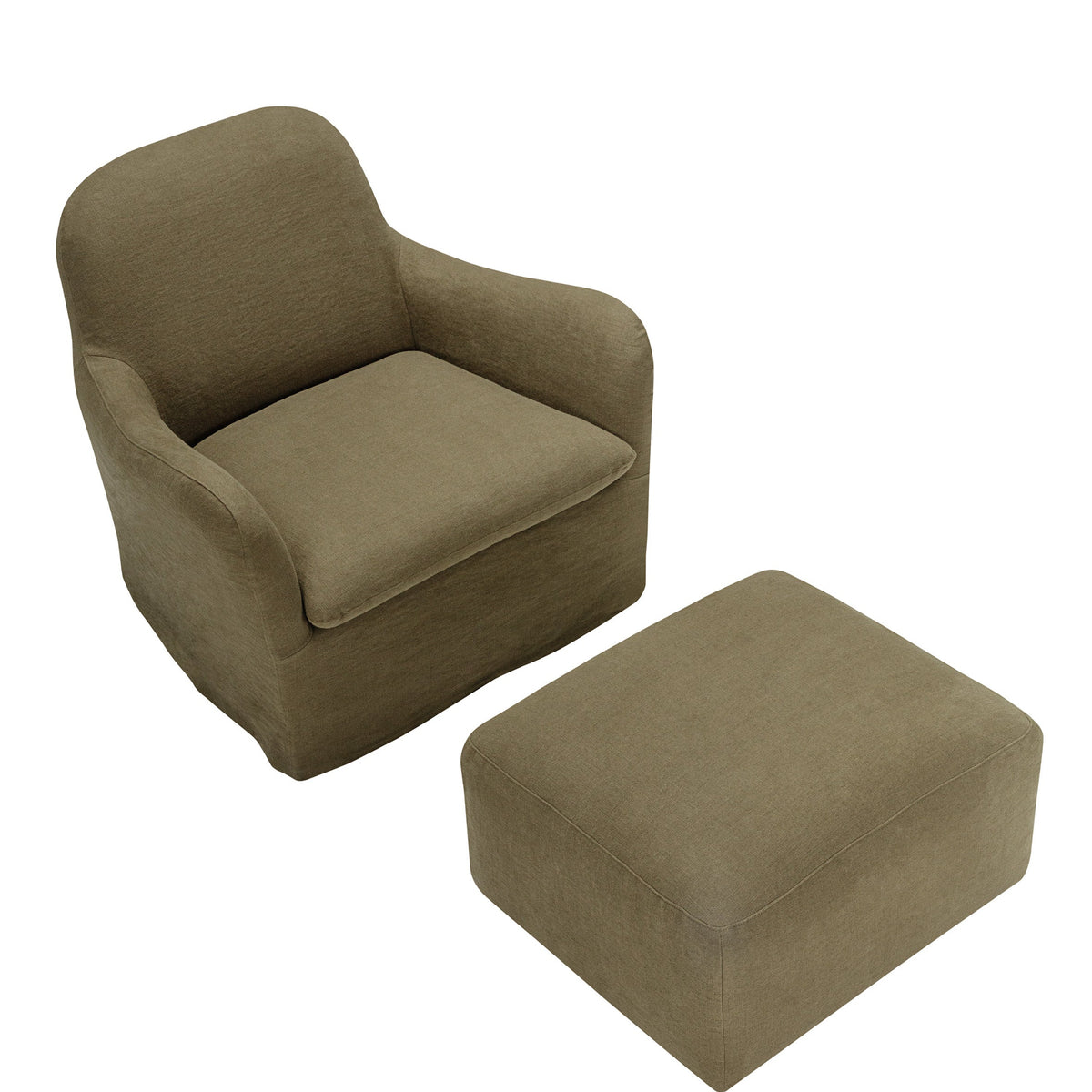 mastrella thalia armchair and footstool in olive green